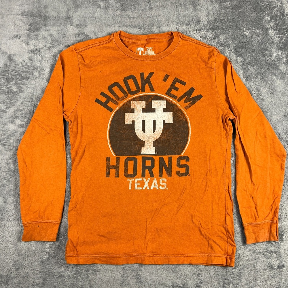 University Shirt Womens Large Orange Texas Longhorns Football NFL Hook 'Em Horns
